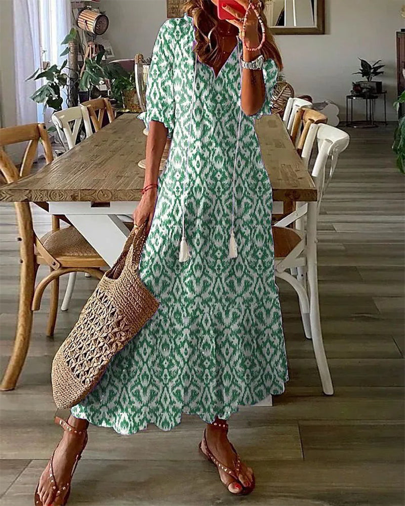 Robe longue bohème col V fluide