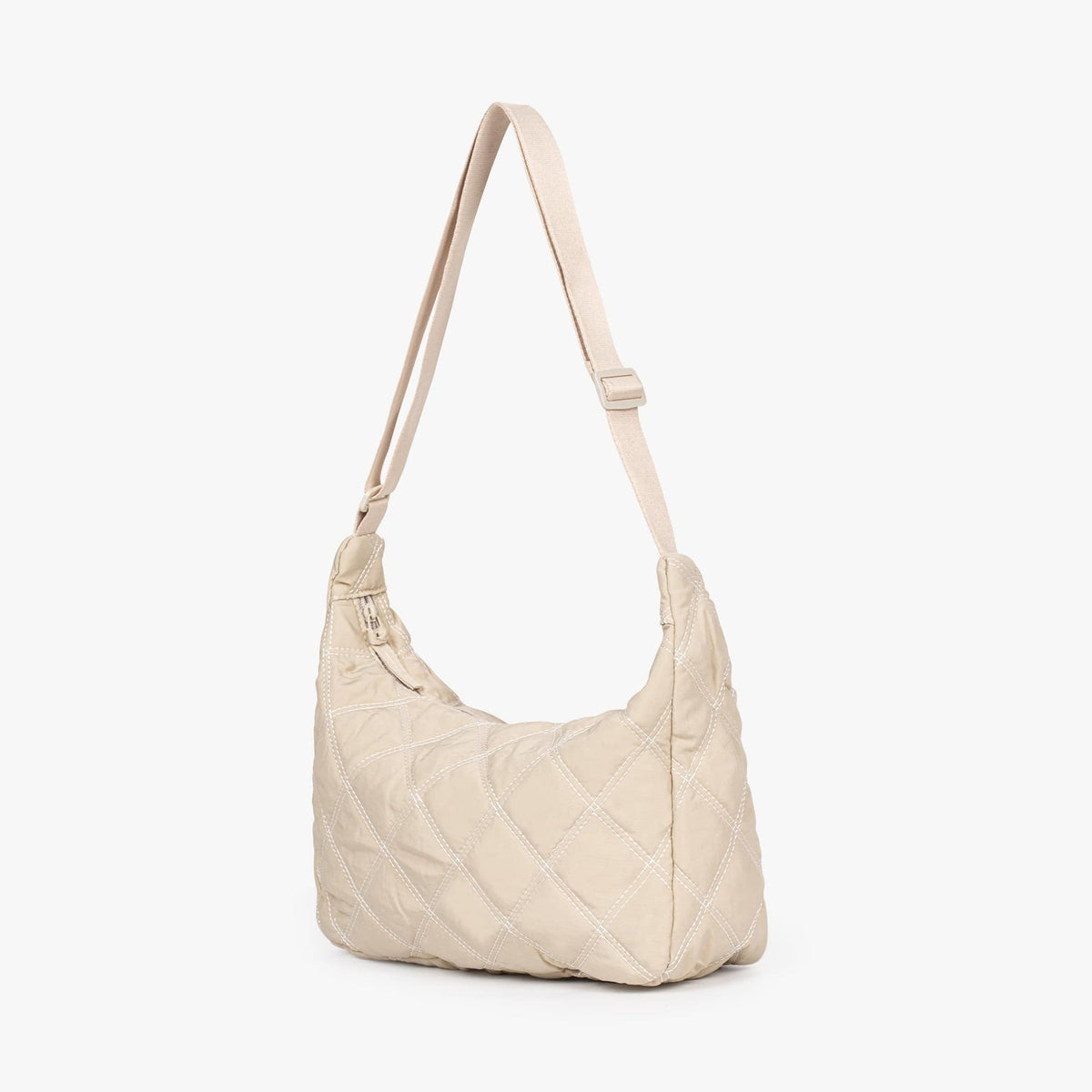 Sac bandoulière matelassé en nylon à motif losange
