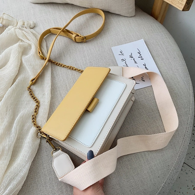 Mini sac bandoulière bicolore en simili cuir