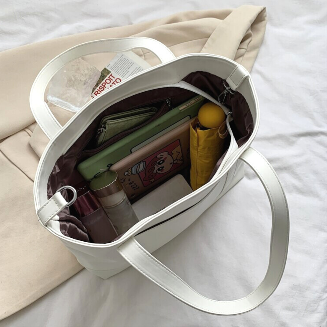 Sac cabas en simili cuir avec porte-clés intégré