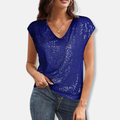 Top Pailleté Élégant à Col V pour Femme