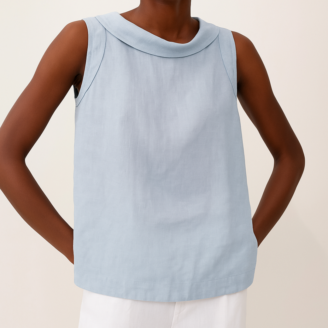 Blouse sans manches élégante à col rabattu