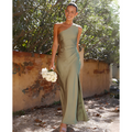 Robe maxi femme asymétrique élégante avec fente coupe ajustée