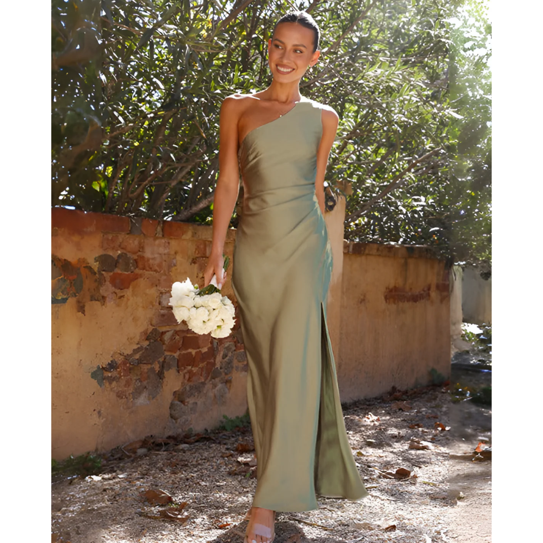 Robe maxi femme asymétrique élégante avec fente coupe ajustée