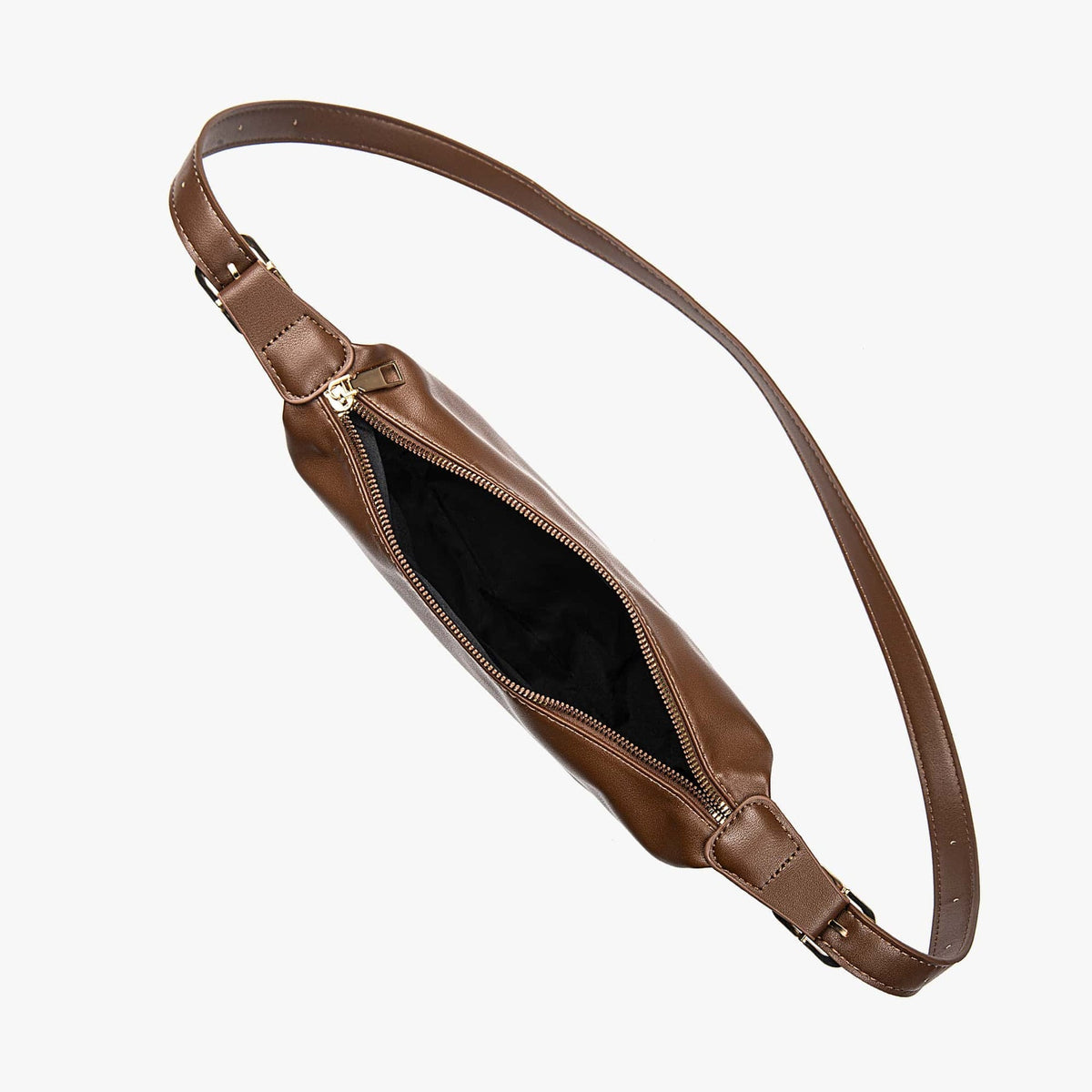 Sac demi-lune porté épaule en simili cuir lisse
