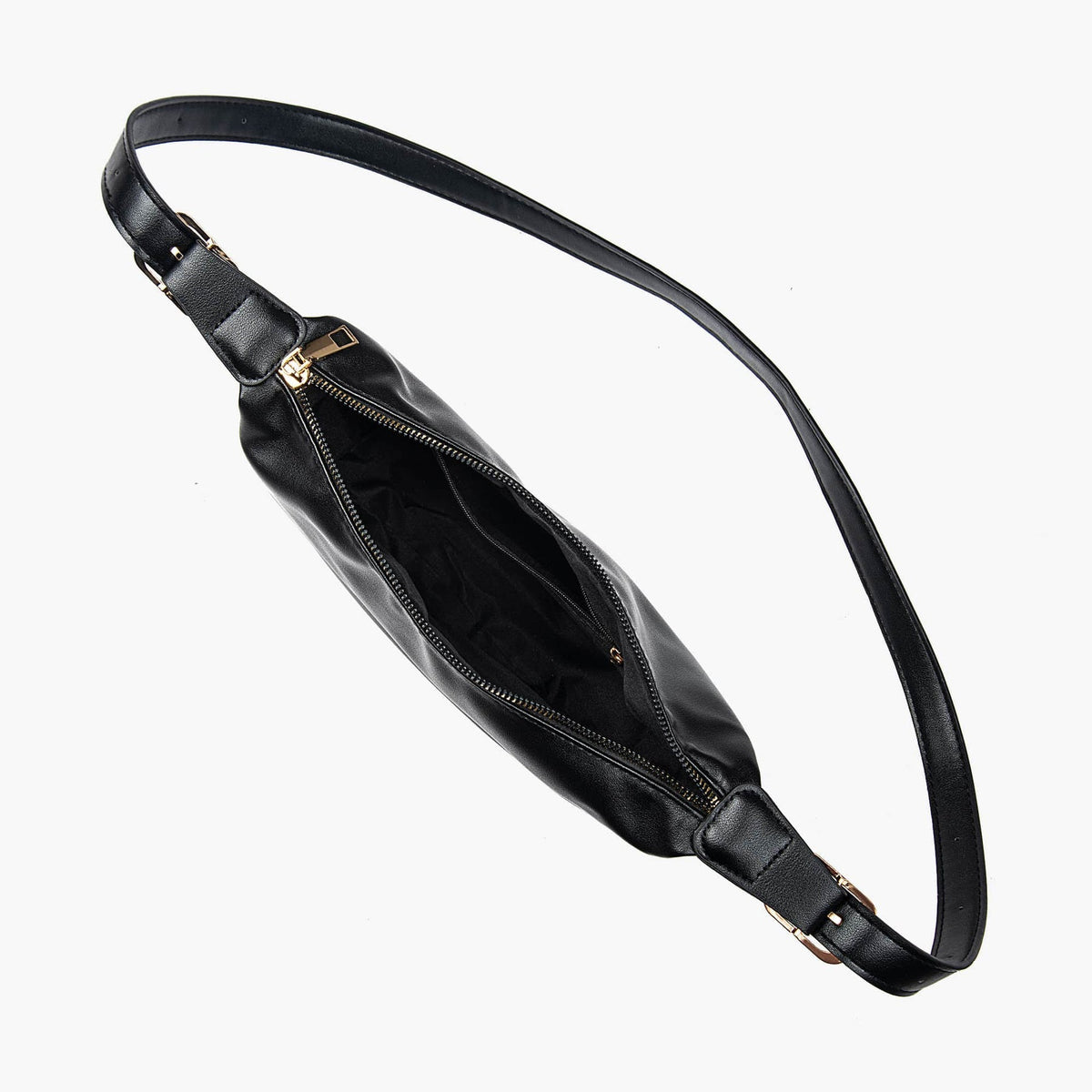 Sac demi-lune porté épaule en simili cuir lisse