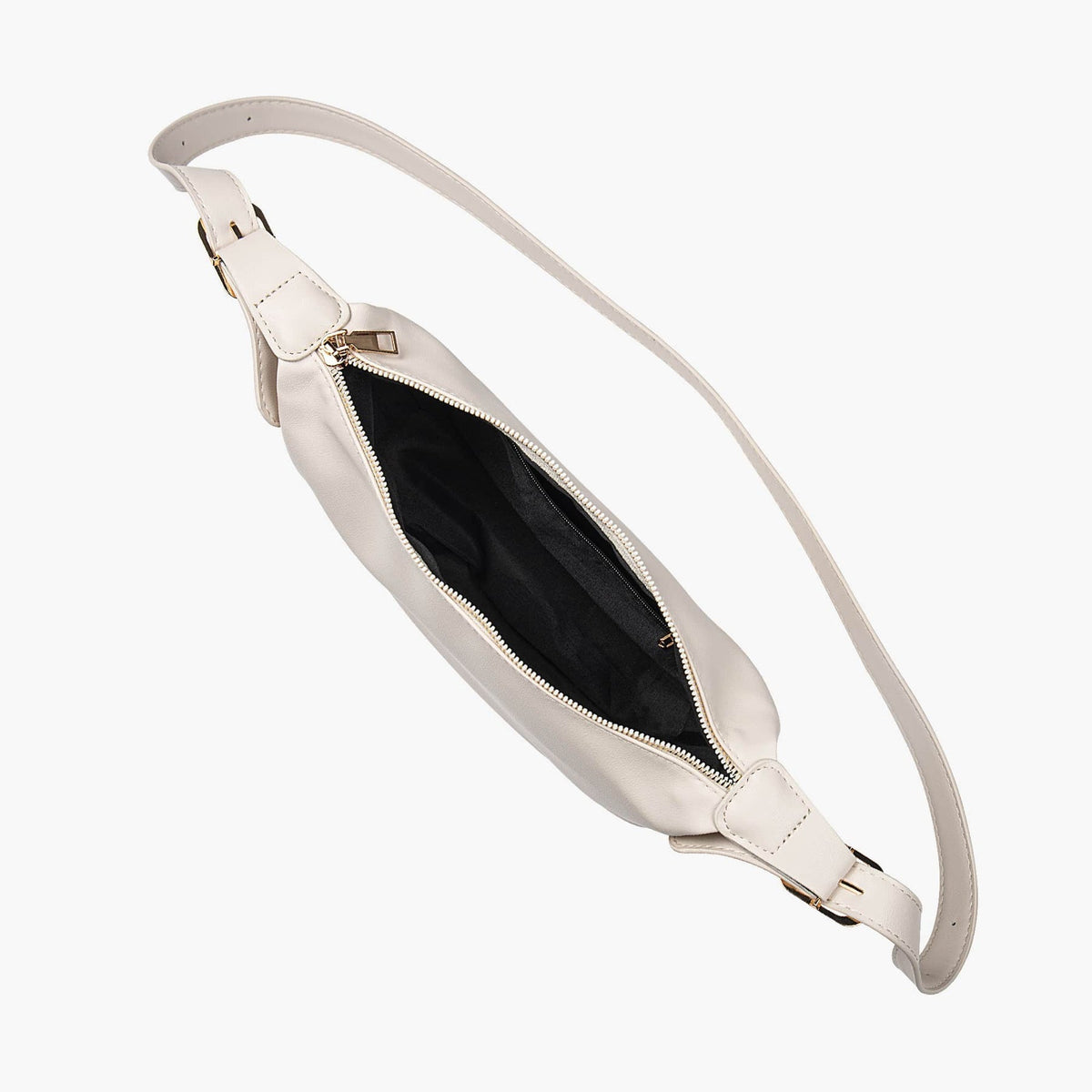 Sac demi-lune porté épaule en simili cuir lisse