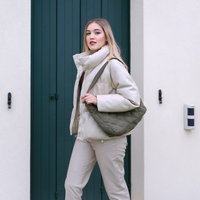 Sac bandoulière matelassé en nylon à motif losange