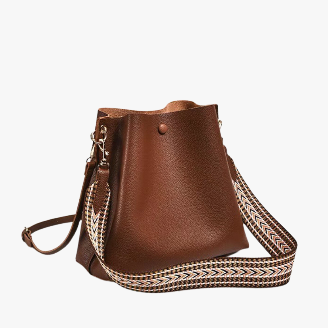 Sac seau bandoulière en simili cuir grainé