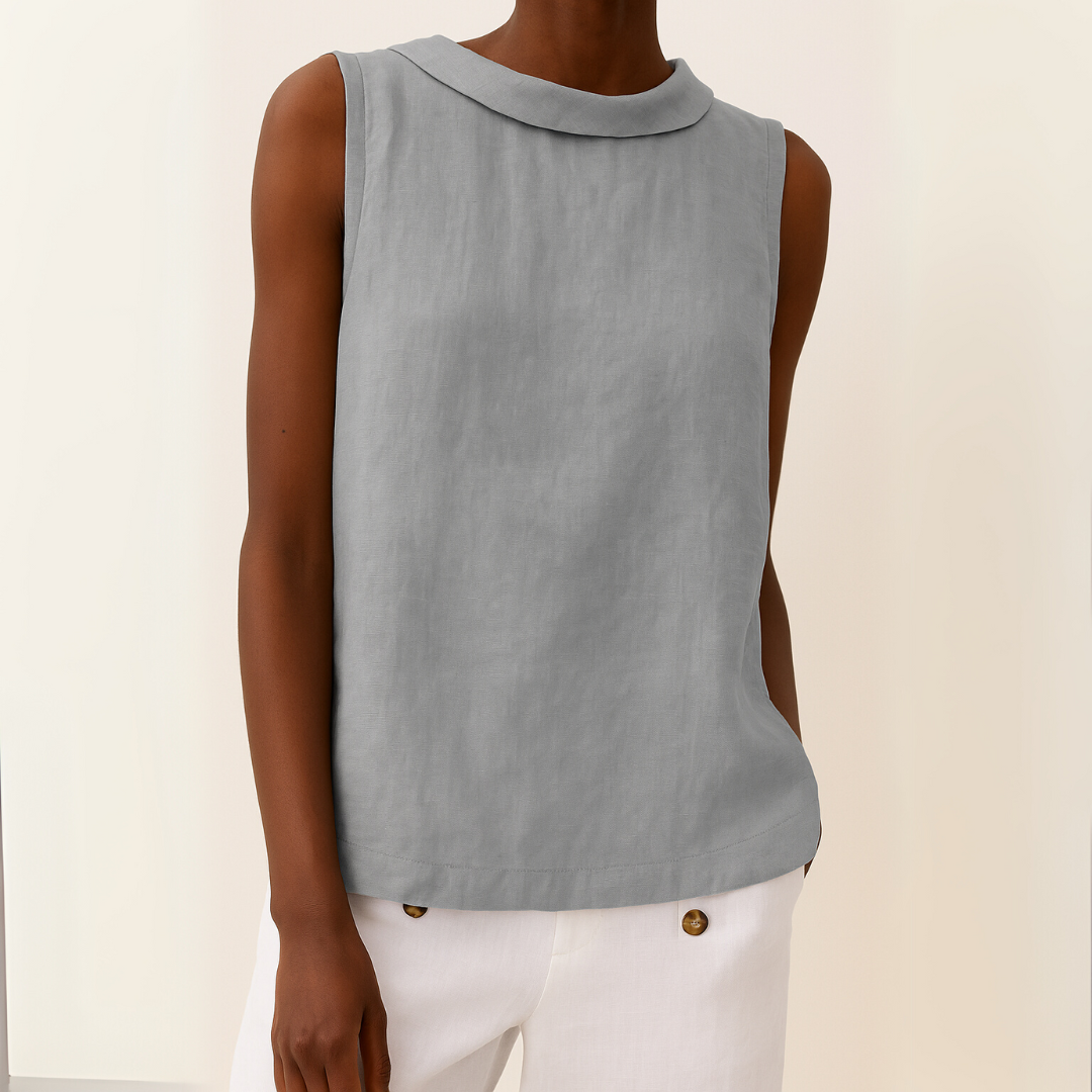 Blouse sans manches élégante à col rabattu