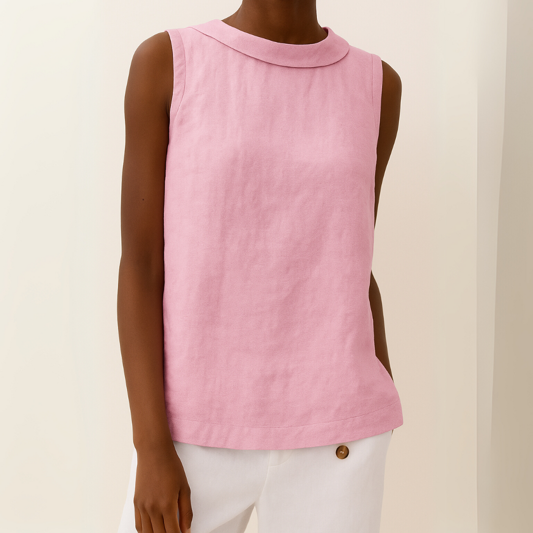Blouse sans manches élégante à col rabattu