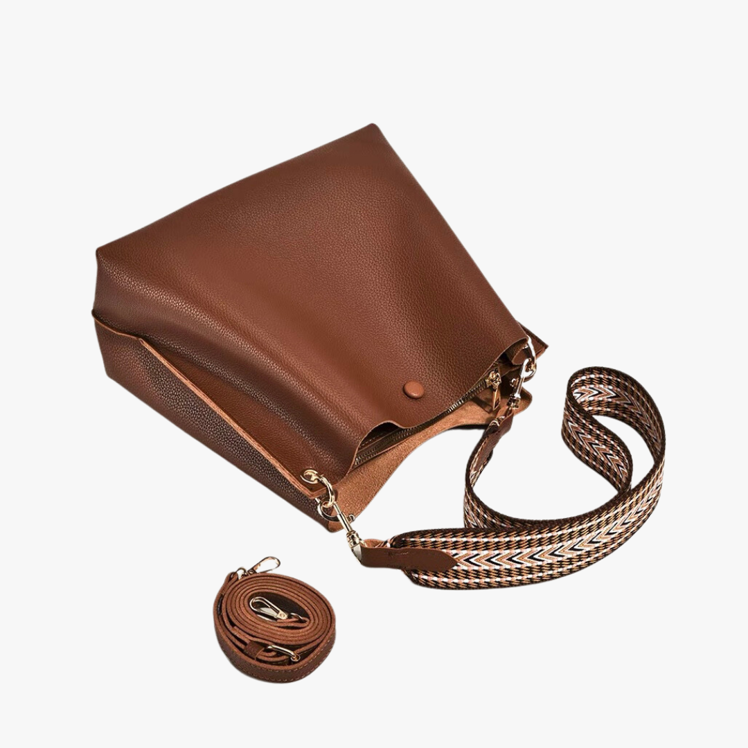 Sac seau bandoulière en simili cuir grainé