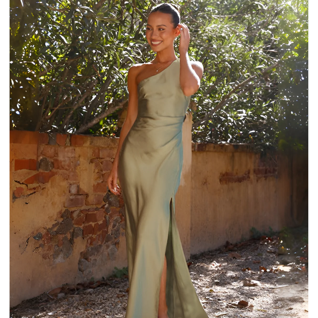 Robe maxi femme asymétrique élégante avec fente coupe ajustée