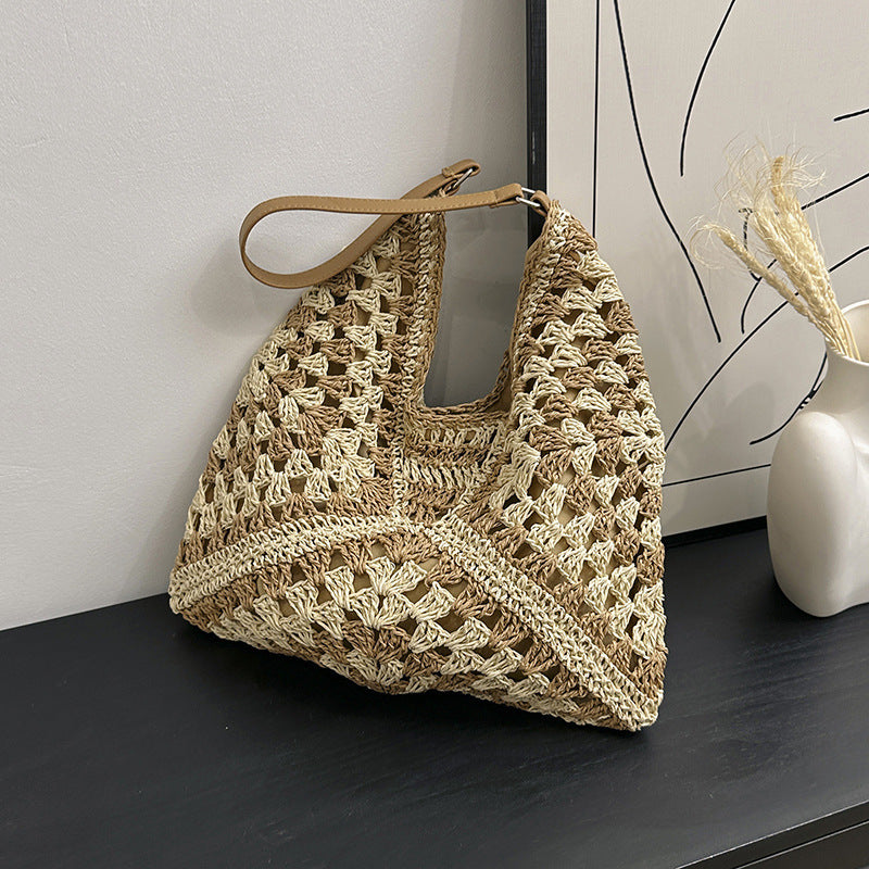 Sac cabas en paille à fermeture magnétique