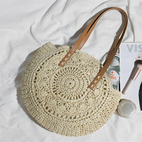 Maxi sac cabas en paille avec finitions simili cuir