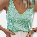 Top Femme Pailleté Col V Élégance Festive