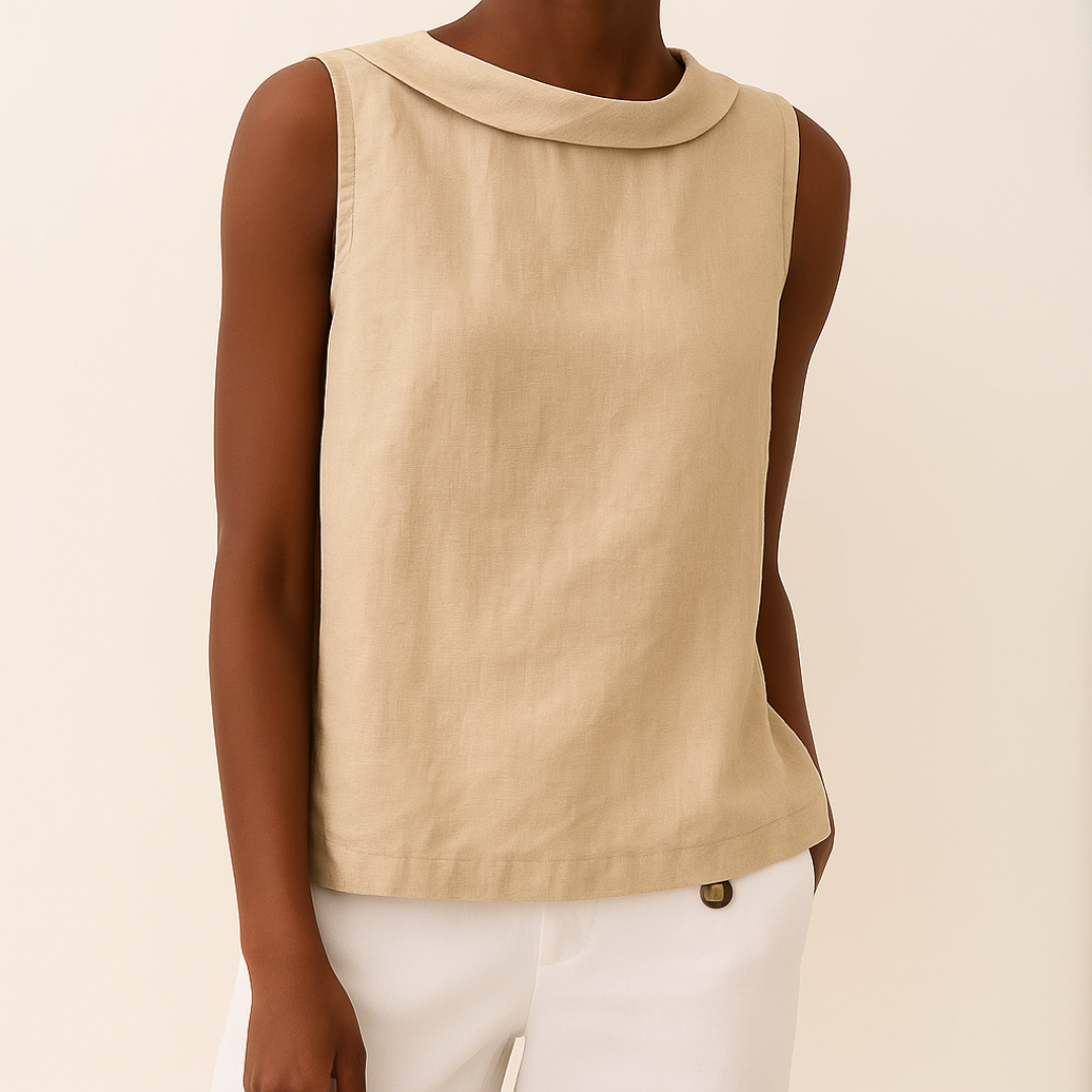 Blouse sans manches élégante à col rabattu