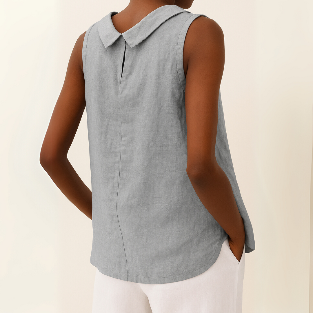 Blouse sans manches élégante à col rabattu