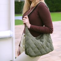 Sac bandoulière matelassé en nylon à motif losange