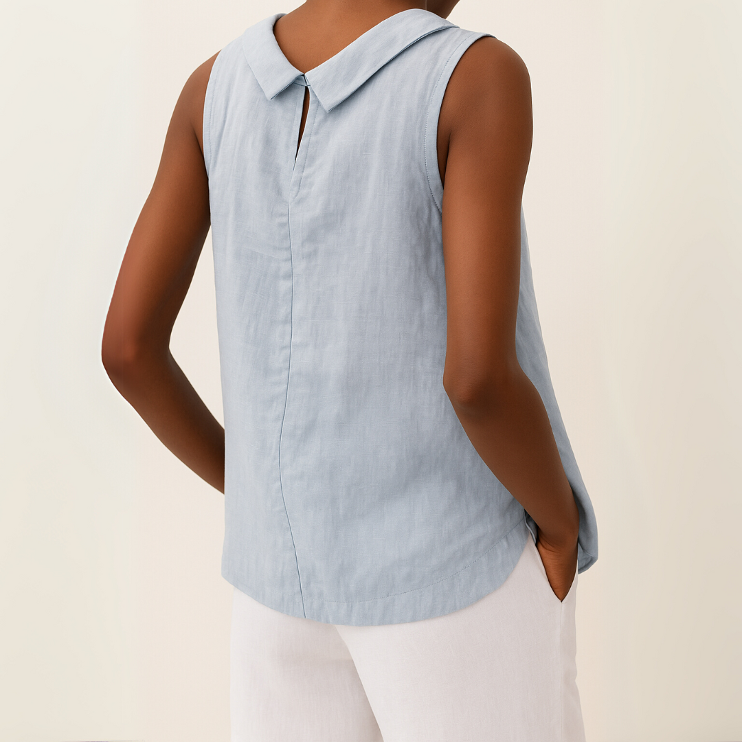 Blouse sans manches élégante à col rabattu