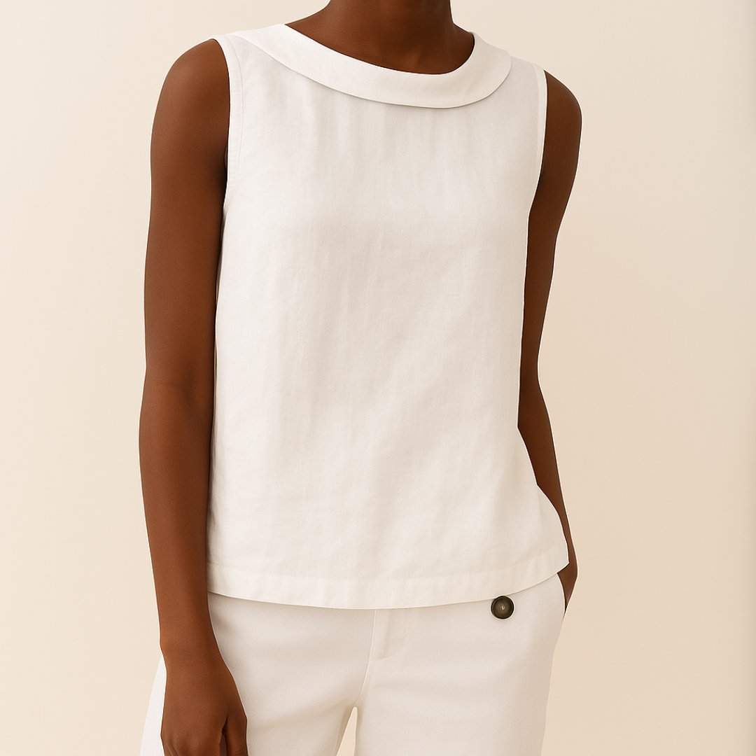 Blouse sans manches élégante à col rabattu