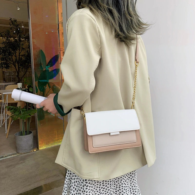 Mini sac bandoulière bicolore en simili cuir