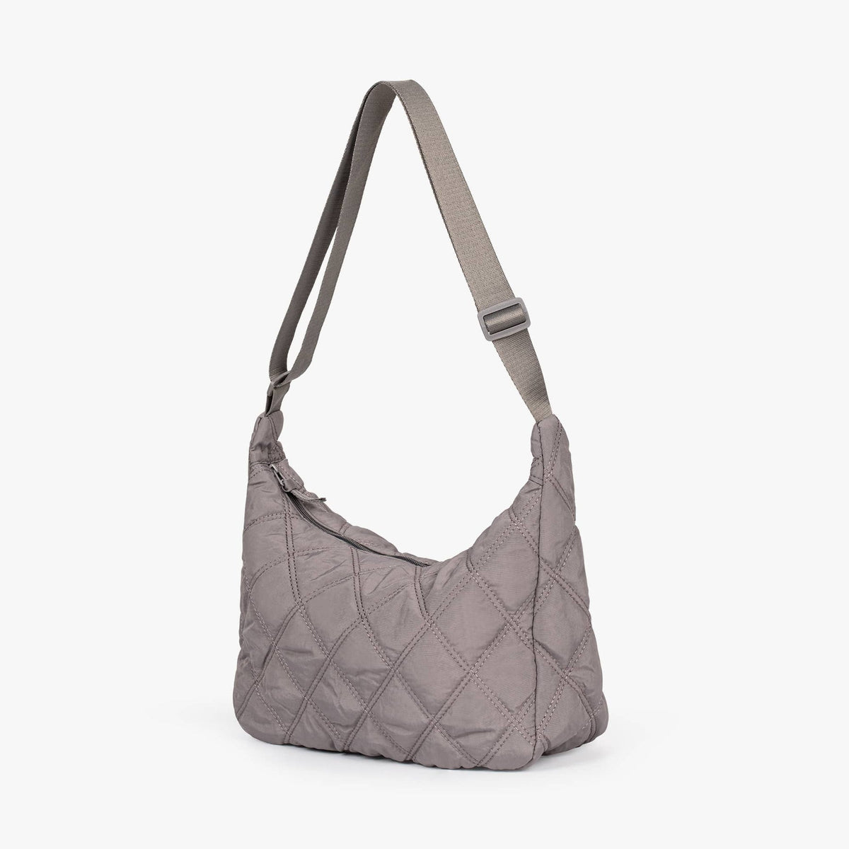 Sac bandoulière matelassé en nylon à motif losange