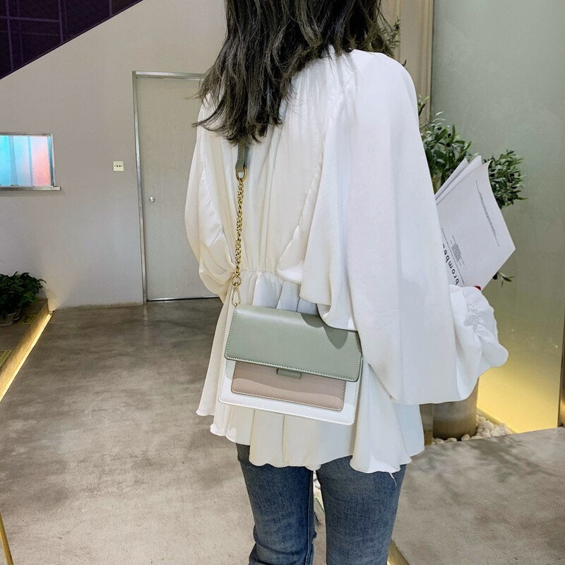 Mini sac bandoulière bicolore en simili cuir