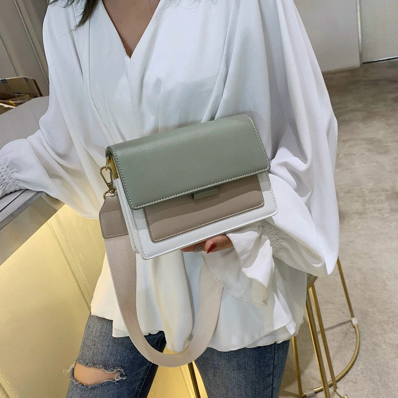 Mini sac bandoulière bicolore en simili cuir