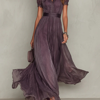 Arkemio robe-maxi-chiffon-dentelle-elegante-pour-femme