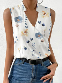 Arkemio top-femme-sans-manches-col-en-v-croise-style-elegant Fleurs 3 S