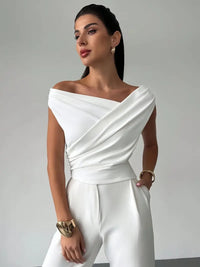 Arkemio top-a-epaule-drapee-elegant Blanc S