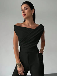 Arkemio top-a-epaule-drapee-elegant Noir S