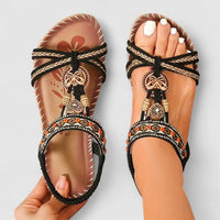 Arkemio sandales-femme-bohemes-a-perles-decoratives Noir 35 EU