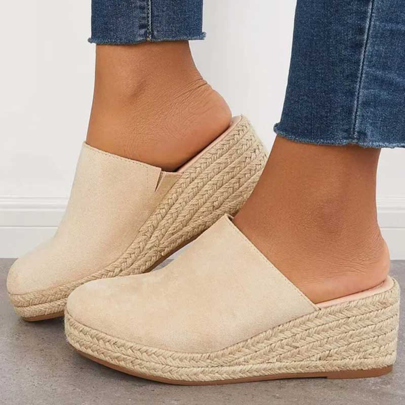 Arkemio mules-compensees-confort-elegance-effet-espadrille Beige 34