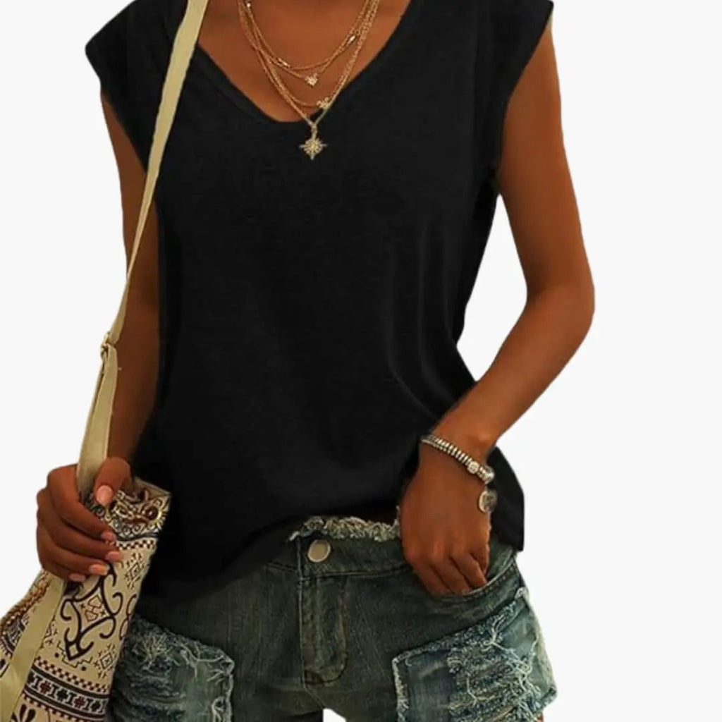 Arkemio t-shirt-decontracte-sans-manches-pour-femme Noir S