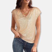 Arkemio top-paillete-elegant-a-col-v-pour-femme Or S