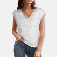 Arkemio top-paillete-elegant-a-col-v-pour-femme Blanc S