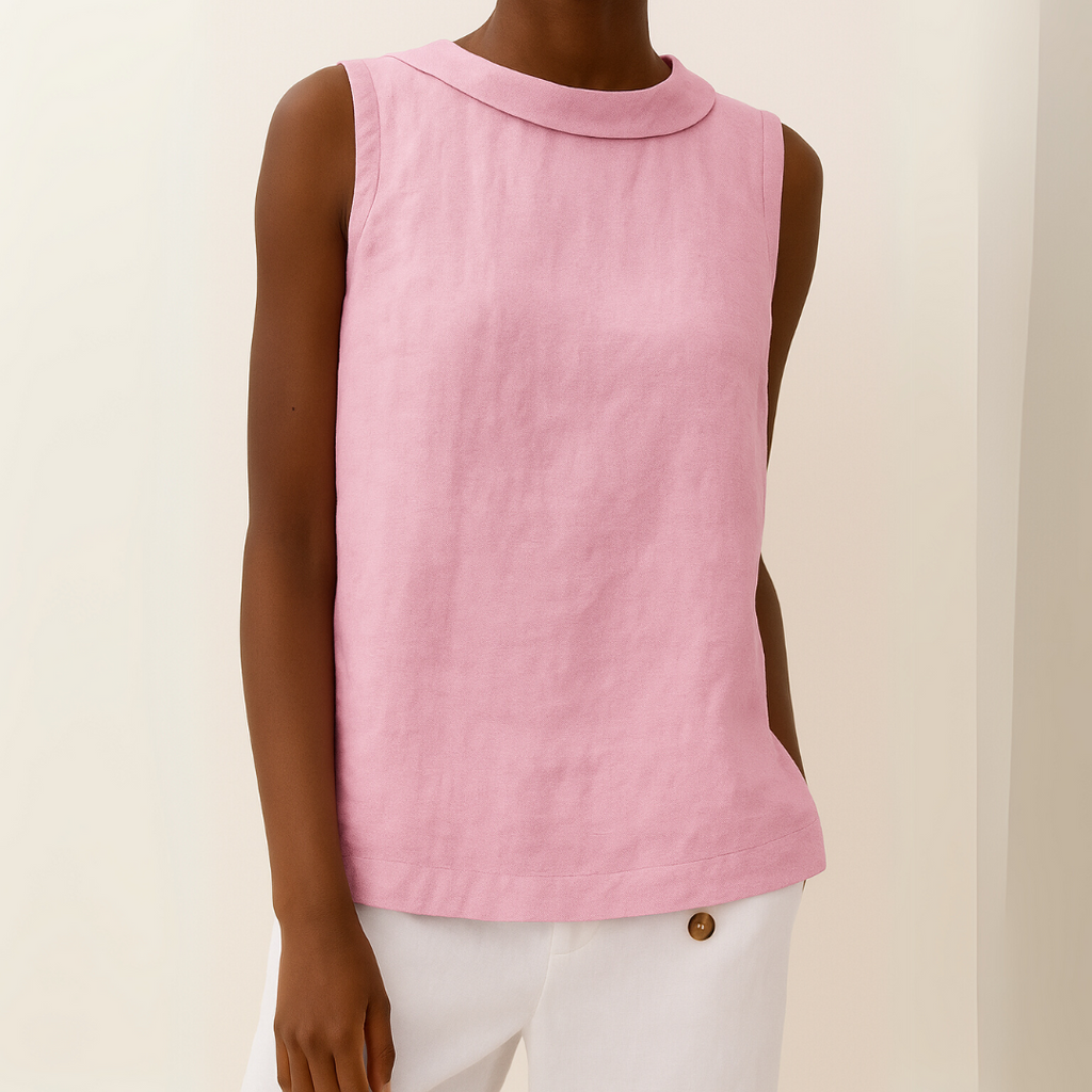 Arkemio blouse-sans-manches-elegante-a-col-rabattu Rose S