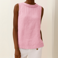 Arkemio blouse-sans-manches-elegante-a-col-rabattu Rose S