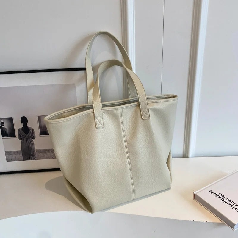 Sac cabas zippé en simili cuir
