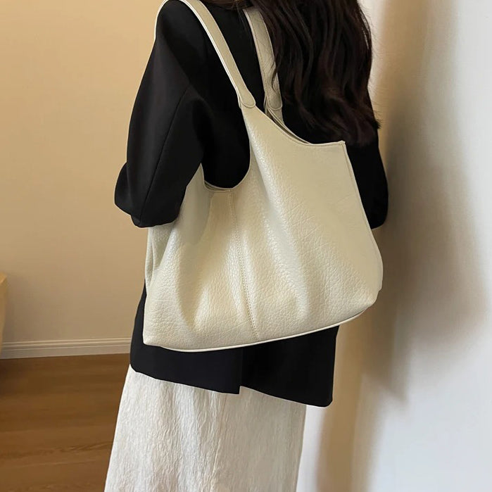 Sac hobo cabas minimaliste en simili cuir grainé