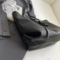 Sac cabas tressé en simili cuir à anses larges