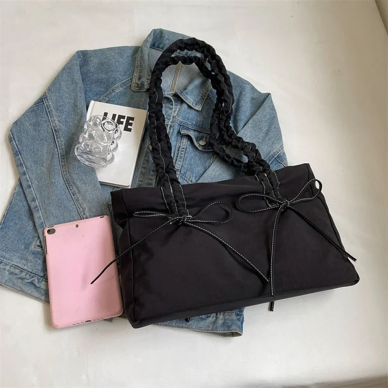 Sac cabas rectangulaire en nylon à anses nouées