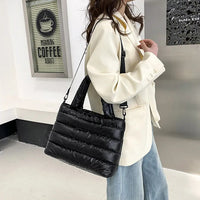 Sac cabas zippé en nylon à bandoulière amovible