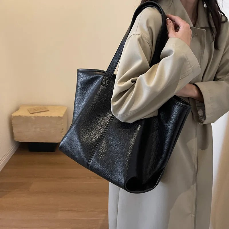 Sac cabas zippé en simili cuir