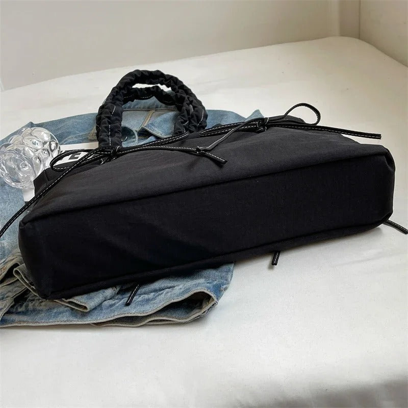 Sac cabas rectangulaire en nylon à anses nouées
