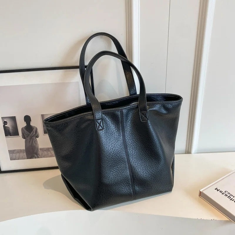 Sac cabas zippé en simili cuir