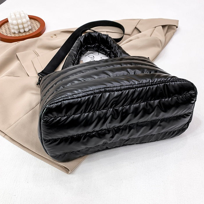 Sac cabas zippé en nylon à bandoulière amovible