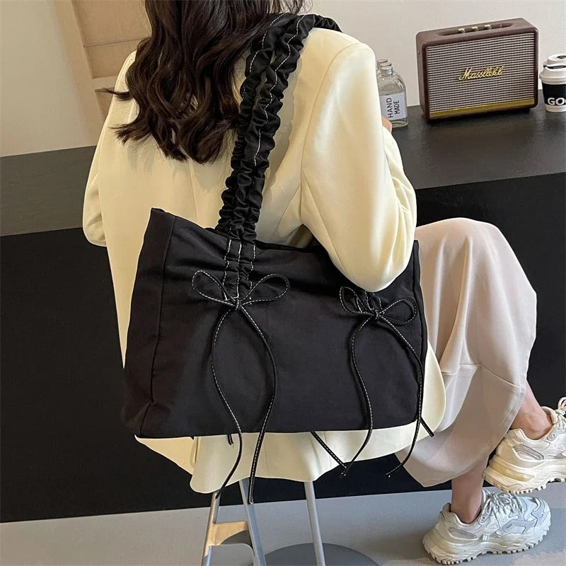 Sac cabas rectangulaire en nylon à anses nouées